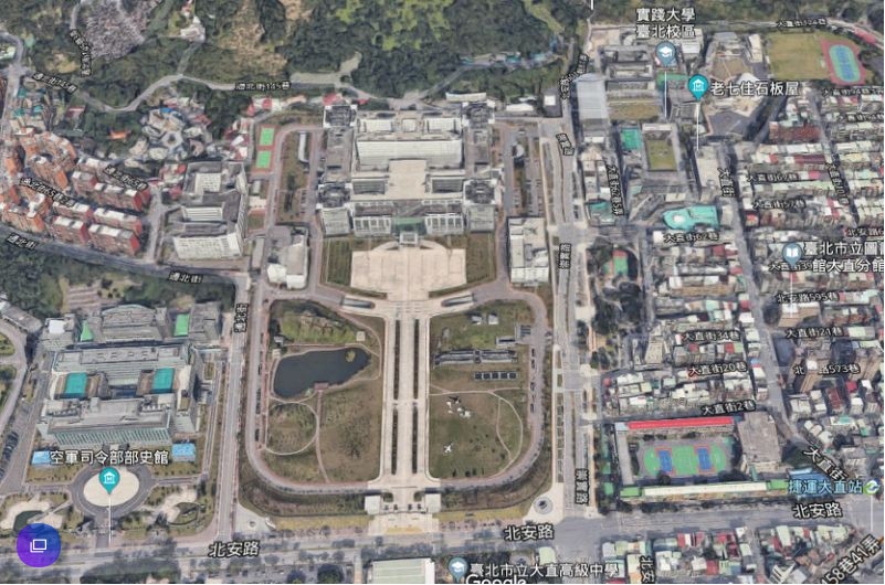 Google 3D地图上台湾的重要军政设施